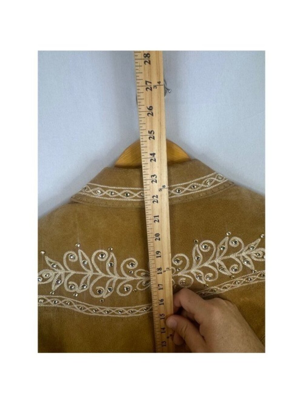 Cripple Creek Tan Leather Western Blazer Rhinestone Floral Embroidery Small - Picture 11 of 12